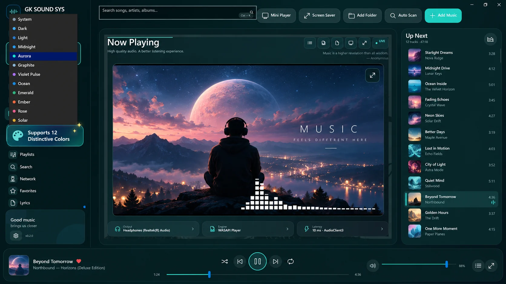 GK SOUND SYSTEM Windows player interface